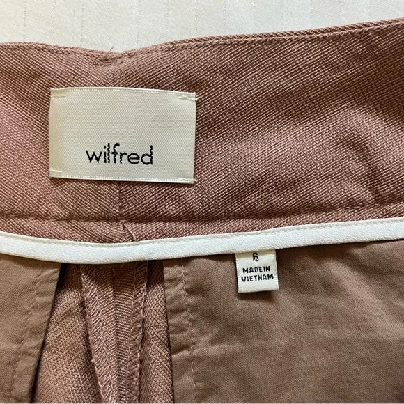 Aritzia Wilfred Jallade Tie Front High Rise Linen Blend Trouser Pant Pink size 6 - Picture 10 of 15
